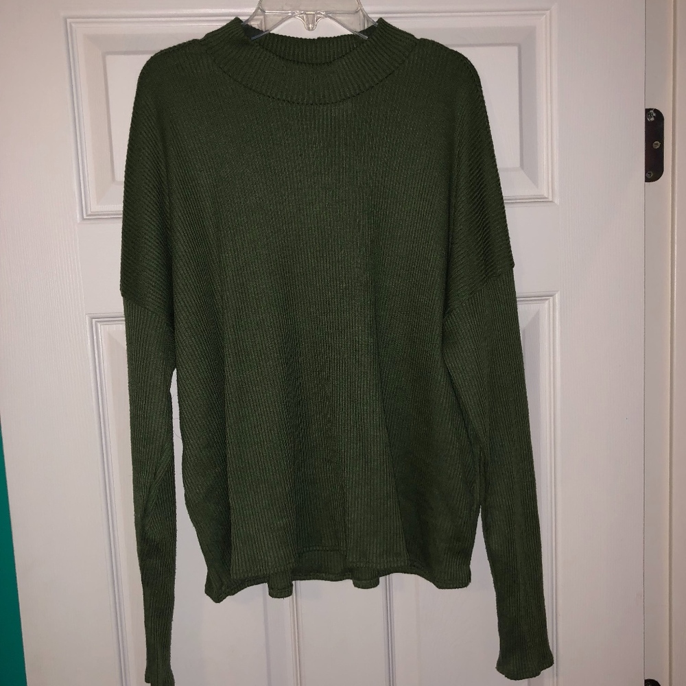 Army Green Mock Neck Sweater
